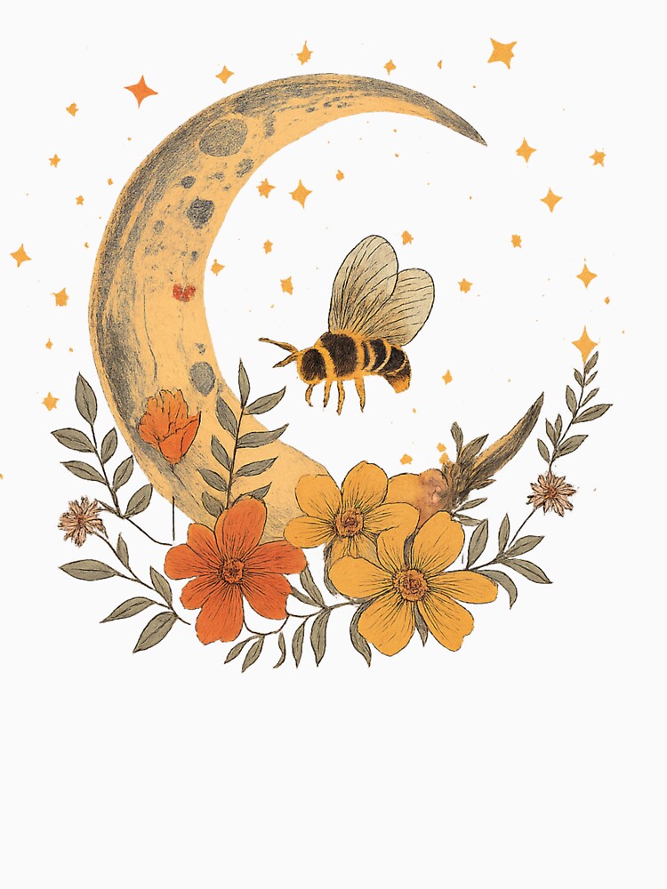 Celestial Bee Moon Watercolor Illustration by CottonandQuill T-Shirts, Hoodie, Sweatshirt | BlankRebels.com (Image 3)