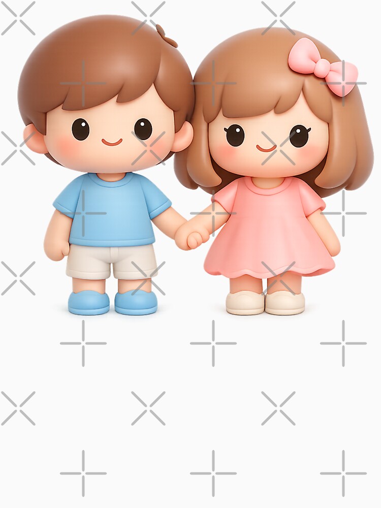 Cute Minimalist Couple Holding Hands | Kawaii Valentine's Day Love Art by Moons Studio T-Shirts, Hoodie, Sweatshirt (Image 3)