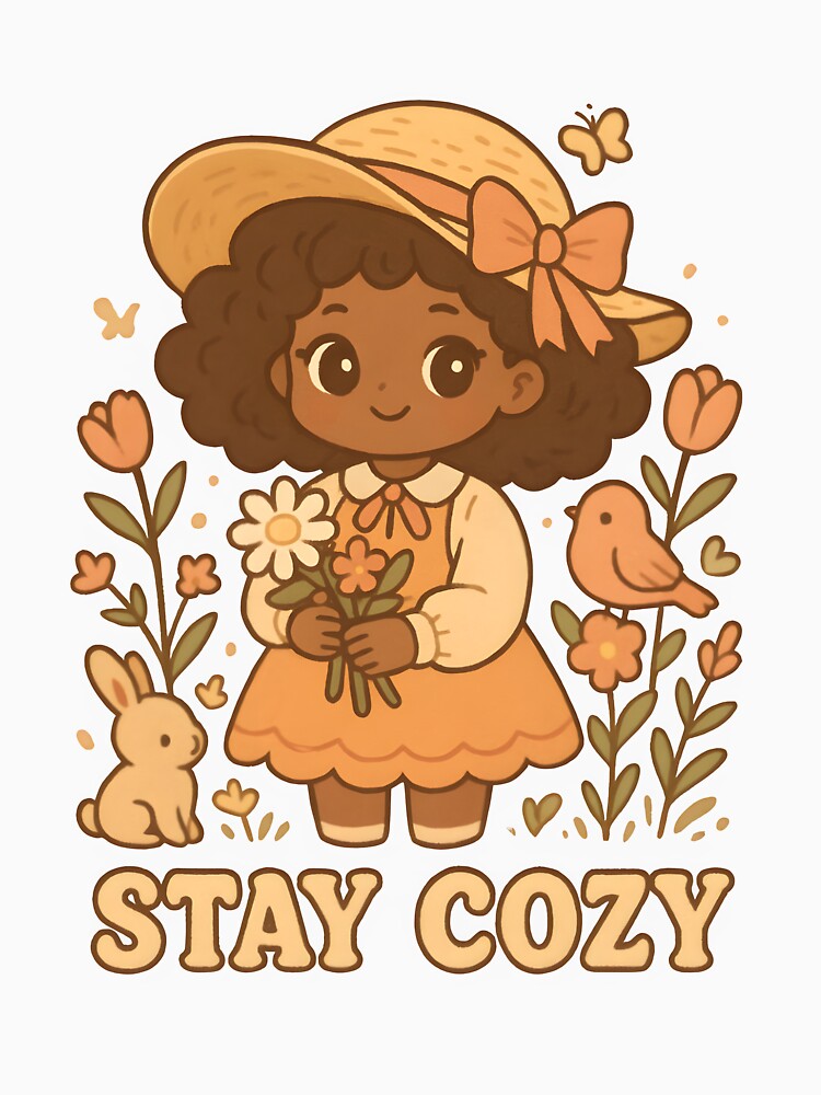 Stay Cozy – Cottagecore Kawaii Girl with Flowers & Animals by OsasChild T-Shirts, Hoodie, Sweatshirt (Image 3)