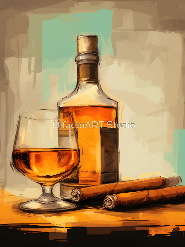 Abstract Whiskey Elegance - Cigar, Graffiti, and the Golden Blues by OlfactoART Studio T-Shirts, Hoodie, Sweatshirt (Image 3)