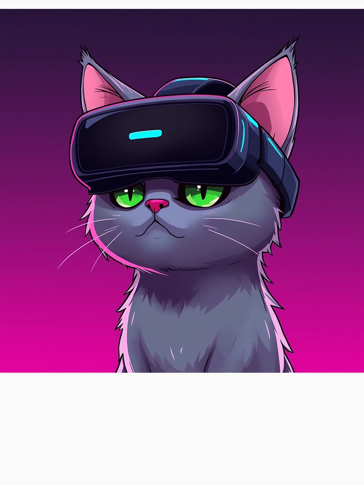 VR Cat Gamer - Cute Neon Cyber Kitty by Furfinity T-Shirts, Hoodie, Sweatshirt | BlankRebels.com (Image 3)