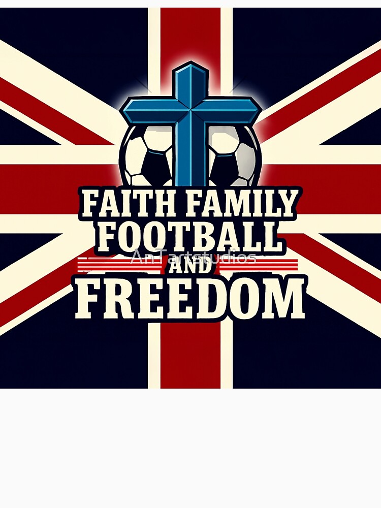 Faith Family Football & Freedom British Union Jack Soccer Cross Design by AnTartstudios