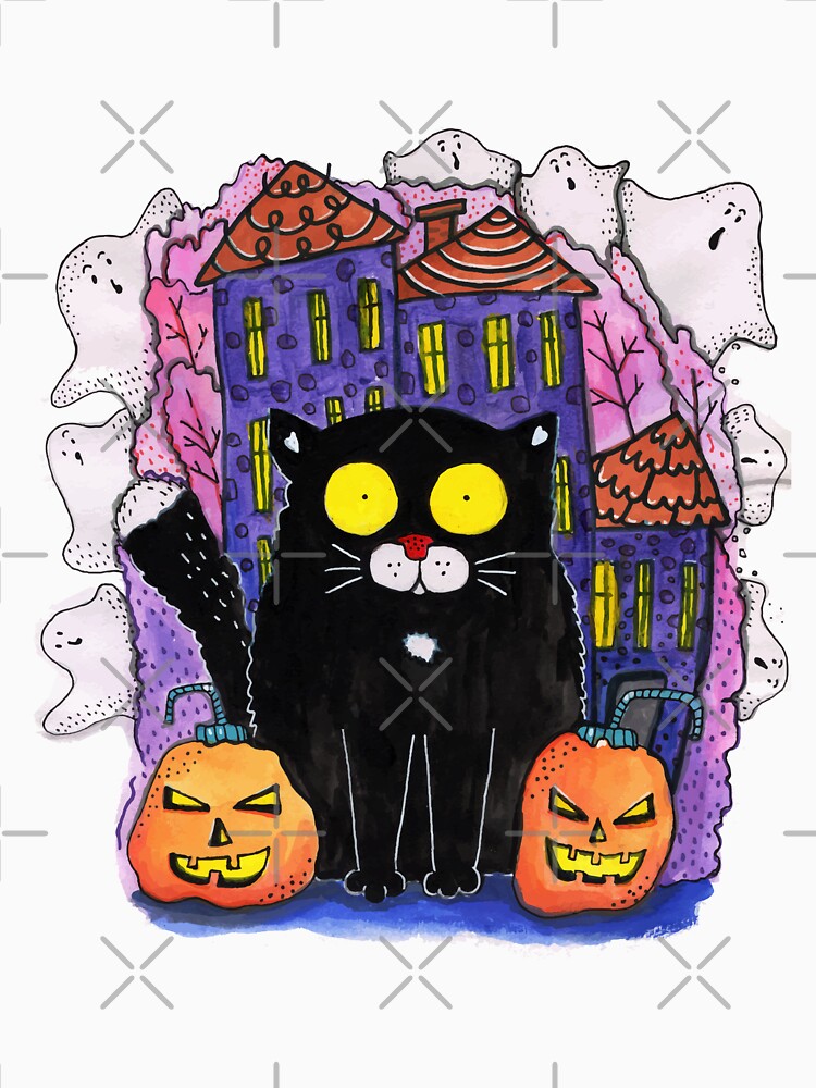 Black cat halloween design by SolArt88 T-Shirts, Hoodie, Sweatshirt | BlankRebels.com (Image 3)