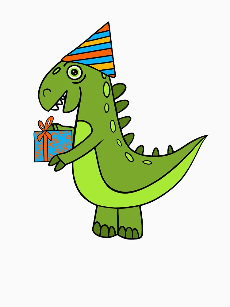 Cute Green Dinosaur Going To A Birthday Party by Sartoris Art T-Shirts, Hoodie, Sweatshirt | BlankRebels.com (Image 3)