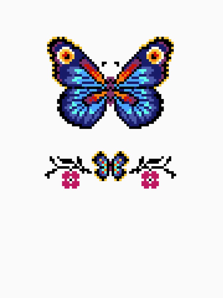 Vibrant Pixel Art Butterfly Against by mariaflaviane