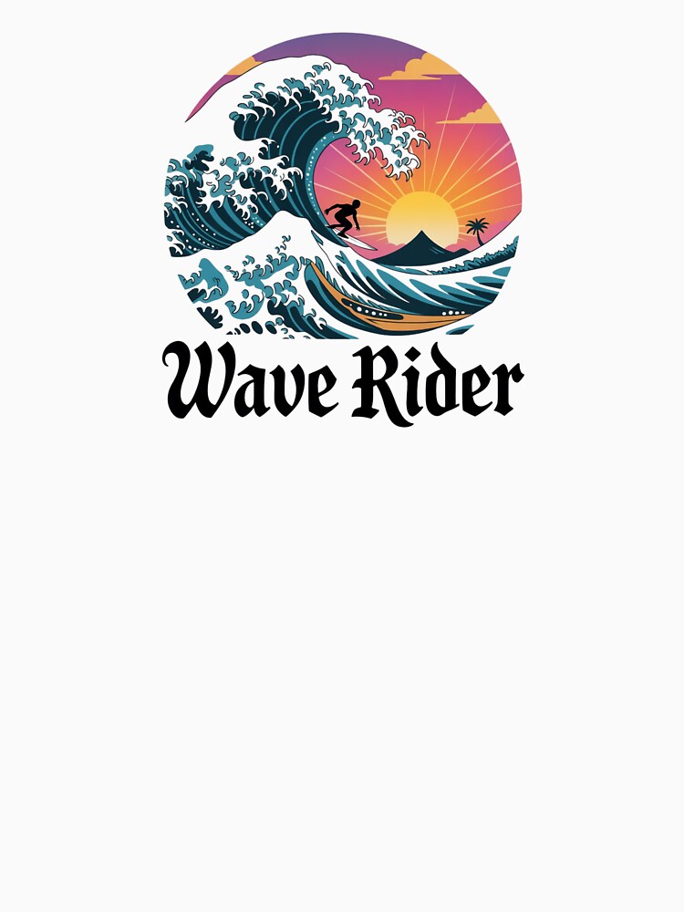 Wave Rider – Sunset Surfing Scene with Mountain & Palm Tree by teevoxx T-Shirts, Hoodie, Sweatshirt (Image 3)