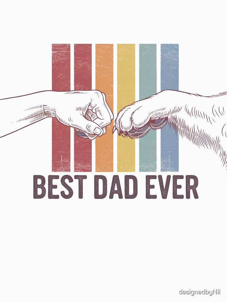 Retro Best Dog Dad Ever | Fist Bump Dog Lover Vintage Design by designedbyNil T-Shirts, Hoodie, Sweatshirt (Image 3)