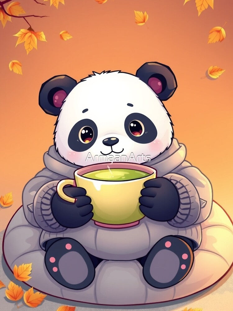Cozy Panda Tea T-Shirt | Cute Panda Drinking Matcha by ArmaanArts Hoodie, Sweatshirt | BlankRebels.com (Image 3)