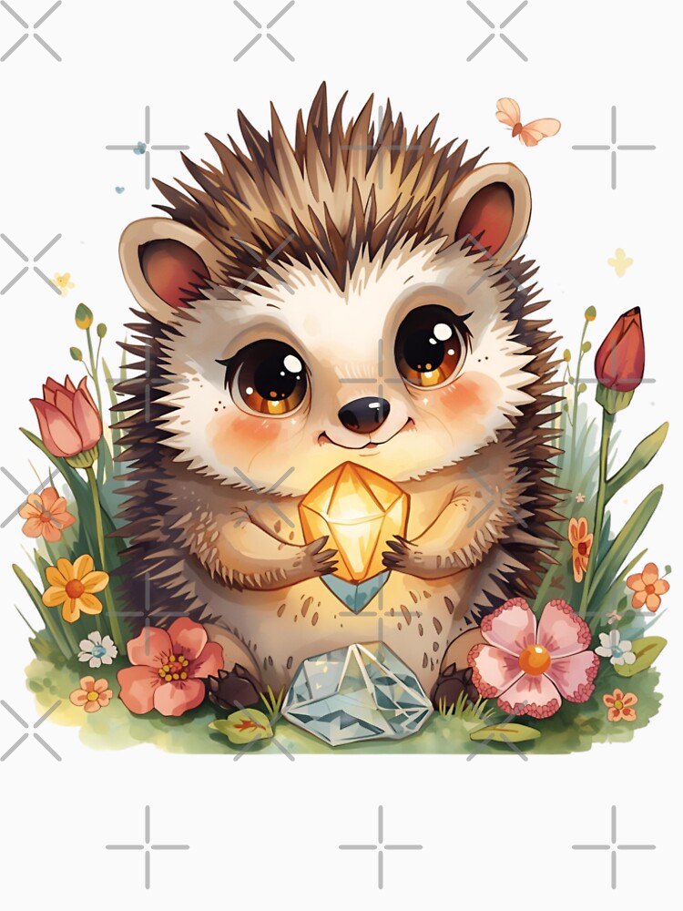 Hedgehog with crystal in the fairytale forest by SimonsDesignArt T-Shirts, Hoodie, Sweatshirt | BlankRebels.com (Image 2)