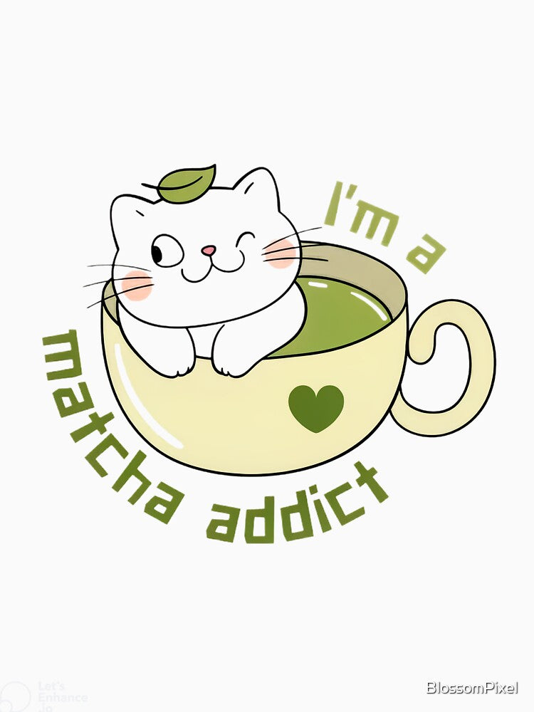 I’m a Matcha Addict Cute Black Cat – Kawaii Tea Lover Aesthetic by BlossomPixel T-Shirts, Hoodie, Sweatshirt (Image 3)