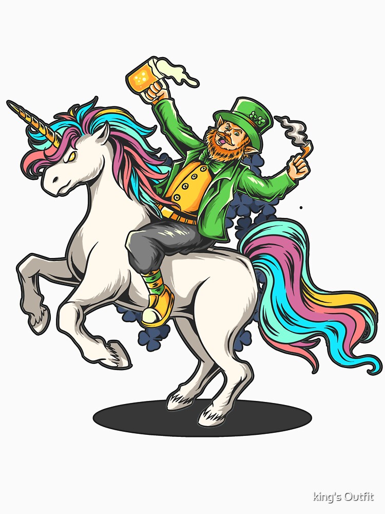 St. Patrick's Day Bearded man sitting on a unicorn Horse by king's Outfit T-Shirts, Hoodie, Sweatshirt (Image 3)