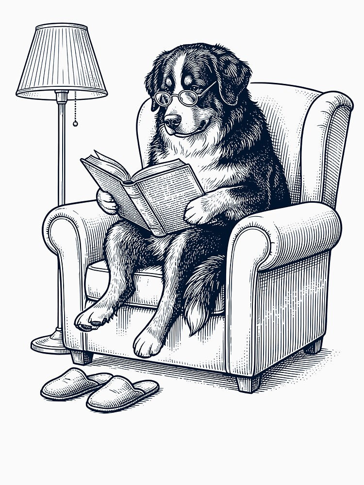Vintage Bernese Mountain Dog Read Book Dog Mom Dad by DoodleTortle T-Shirts, Hoodie, Sweatshirt | BlankRebels.com (Image 3)