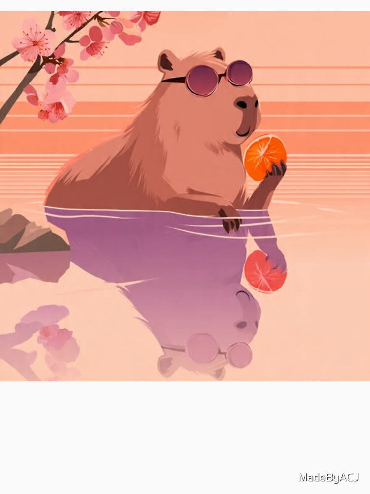 Capybara Relaxing in Water – Calm Aesthetic Sunset Design by MadeByACJ T-Shirts, Hoodie, Sweatshirt (Image 3)