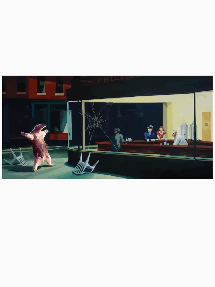 Banksy Nighthawks Anteater Edward Hopper by bufumofo T-Shirts, Hoodie, Sweatshirt | BlankRebels.com (Image 3)