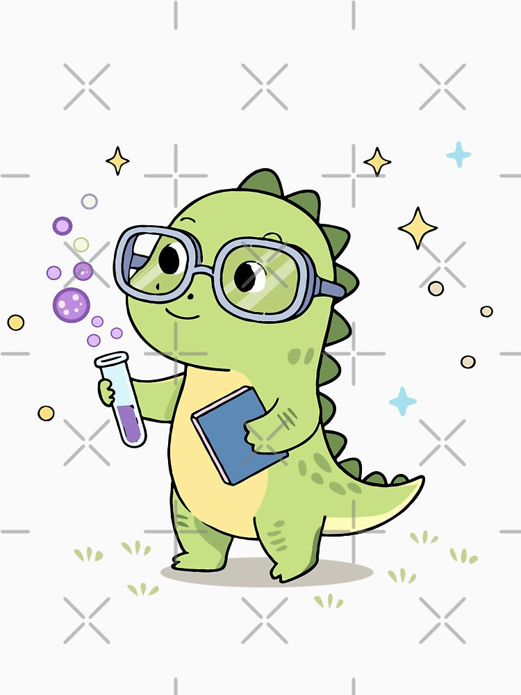 Cute Science Dino Cartoon Dinosaur Scientist Kids Illustration by MeeraArts&Crafts T-Shirts, Hoodie, Sweatshirt (Image 3)