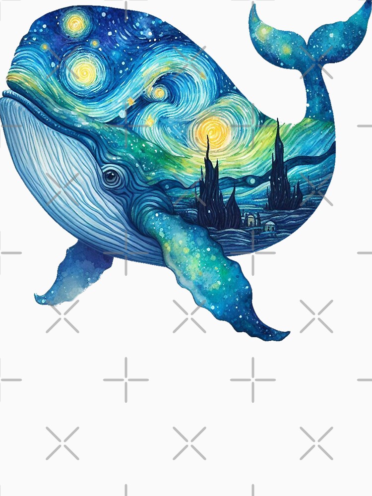 Whale Ocean Animals, Van Gogh Animals - Sticker by ryanapples2 T-Shirts, Hoodie, Sweatshirt | BlankRebels.com (Image 3)