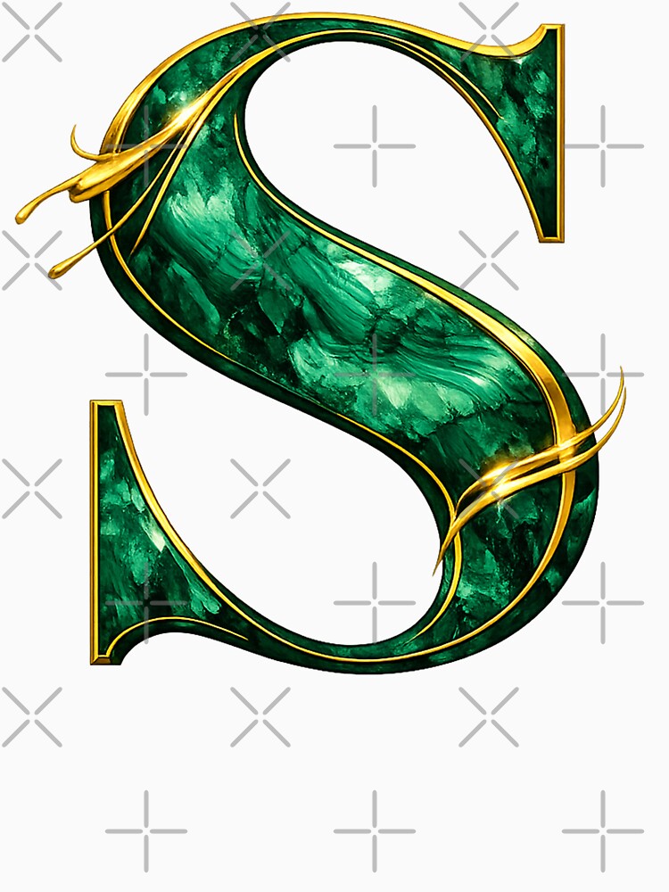 Emerald Malachite Letter S with Gold Accents by avinigav T-Shirts, Hoodie, Sweatshirt | BlankRebels.com (Image 3)