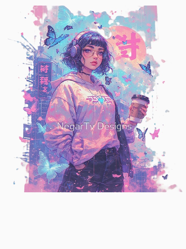 Neon Dream Girl – Cyber City Aesthetic by NegarTv Designs by NegarTv Designs T-Shirts, Hoodie, Sweatshirt (Image 3)