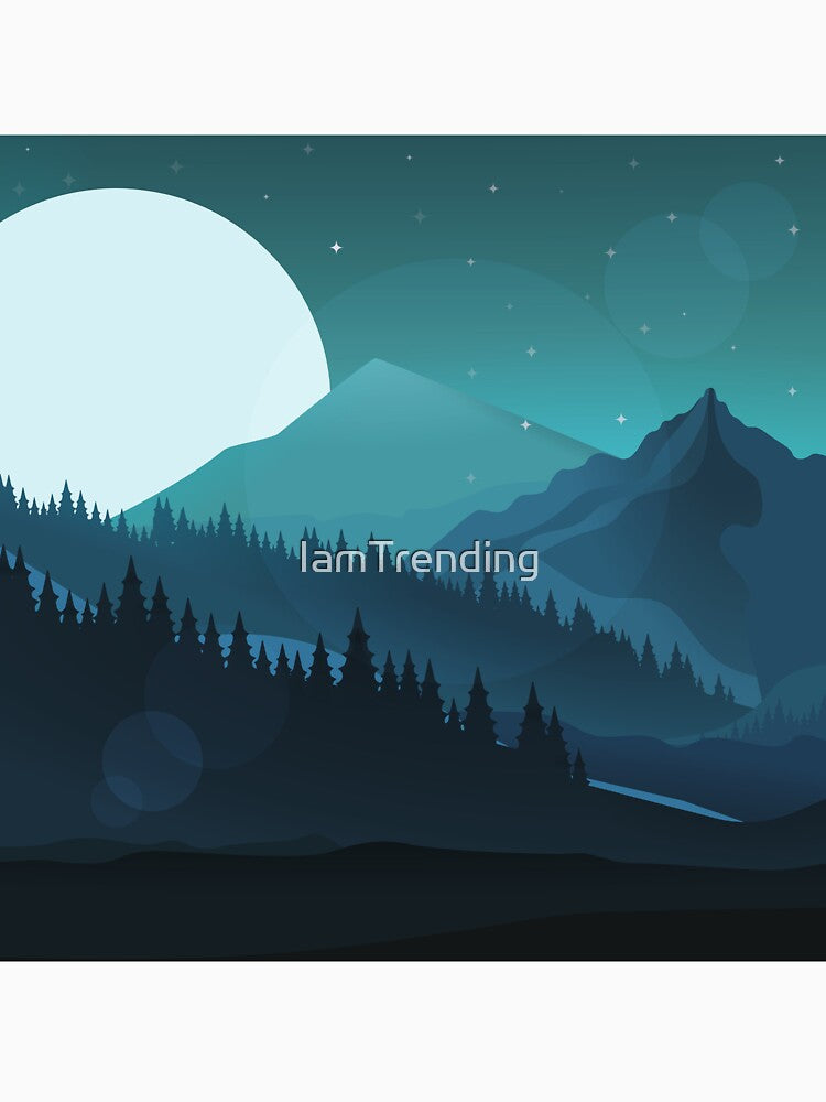 Nature Mountain Forest Full Moon Blue Night Scenery by IamTrending T-Shirts, Hoodie, Sweatshirt | BlankRebels.com (Image 3)