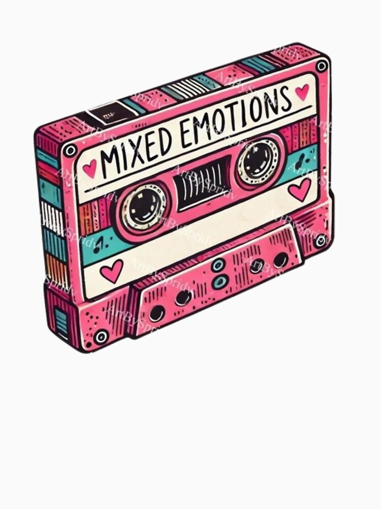 Mixed Emotions Cassette – 90s Nostalgia Sticker for Laptop by Mustangana