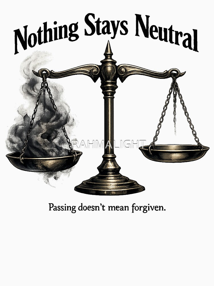 Nothing Stays Neutral – Smoke Scale Symbolic Justice Art by RAHMALIGHT T-Shirts, Hoodie, Sweatshirt (Image 3)