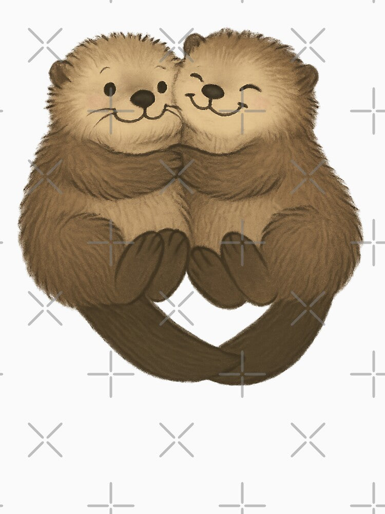 Significant Otters Holding Hands Sticker | Cute Otter Couple with Heart Tails | Romantic Gift for Partners &... (Image 3)