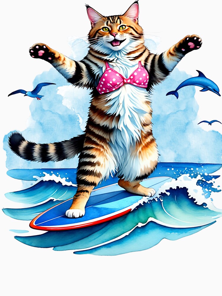 Surfing Cat T-Shirt by Graphitti Squad Hoodie, Sweatshirt | BlankRebels.com (Image 3)