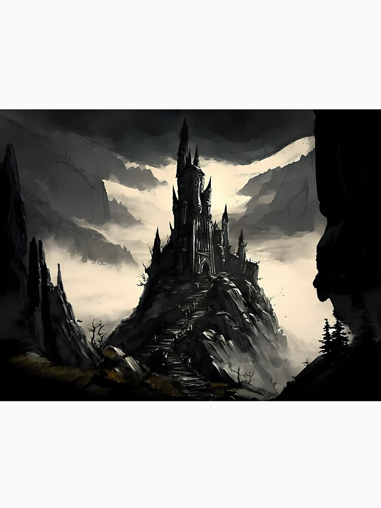 Dark Fortress at Dusk | Fantasy Art Print | Gothic T-Shirt by DaydreamDepot