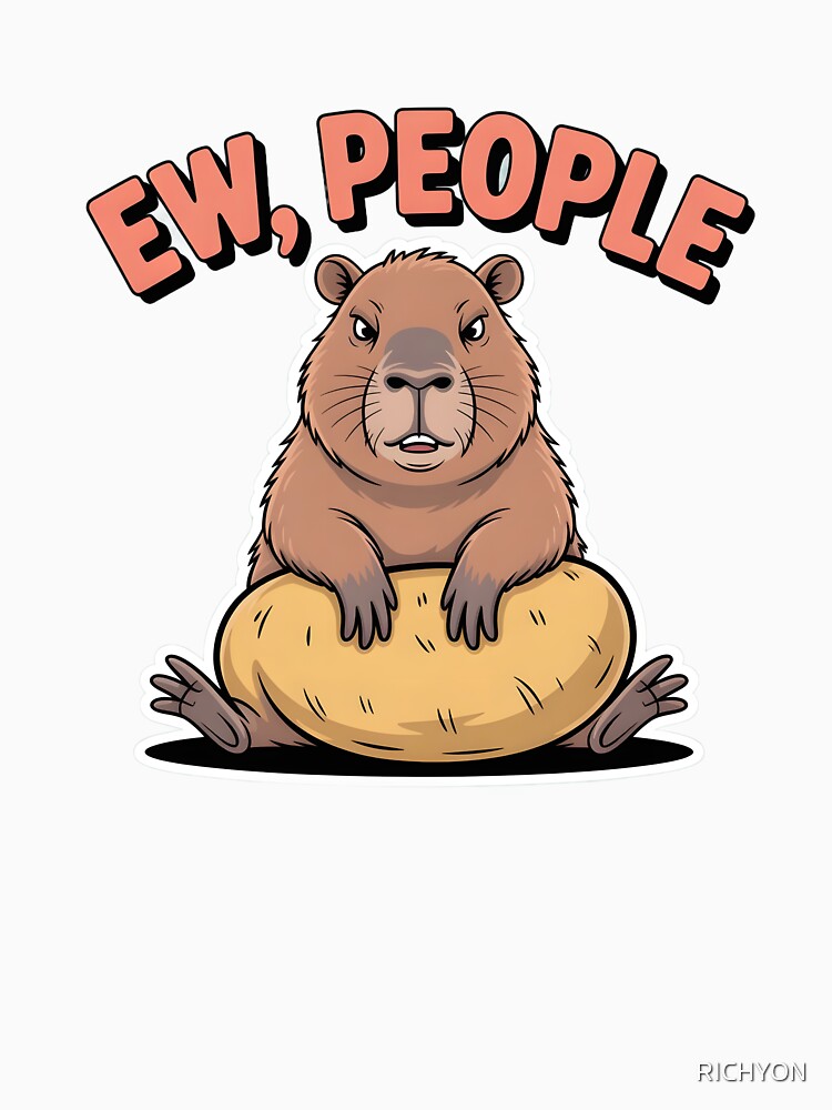 Funny Ew People Capybara Sticker | Introvert Gift for Her Him by RICHYON T-Shirts, Hoodie, Sweatshirt (Image 3)