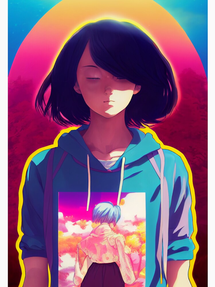 Vaporwave Anime Girl Design by MegaStarbeard T-Shirts, Hoodie, Sweatshirt | BlankRebels.com (Image 2)
