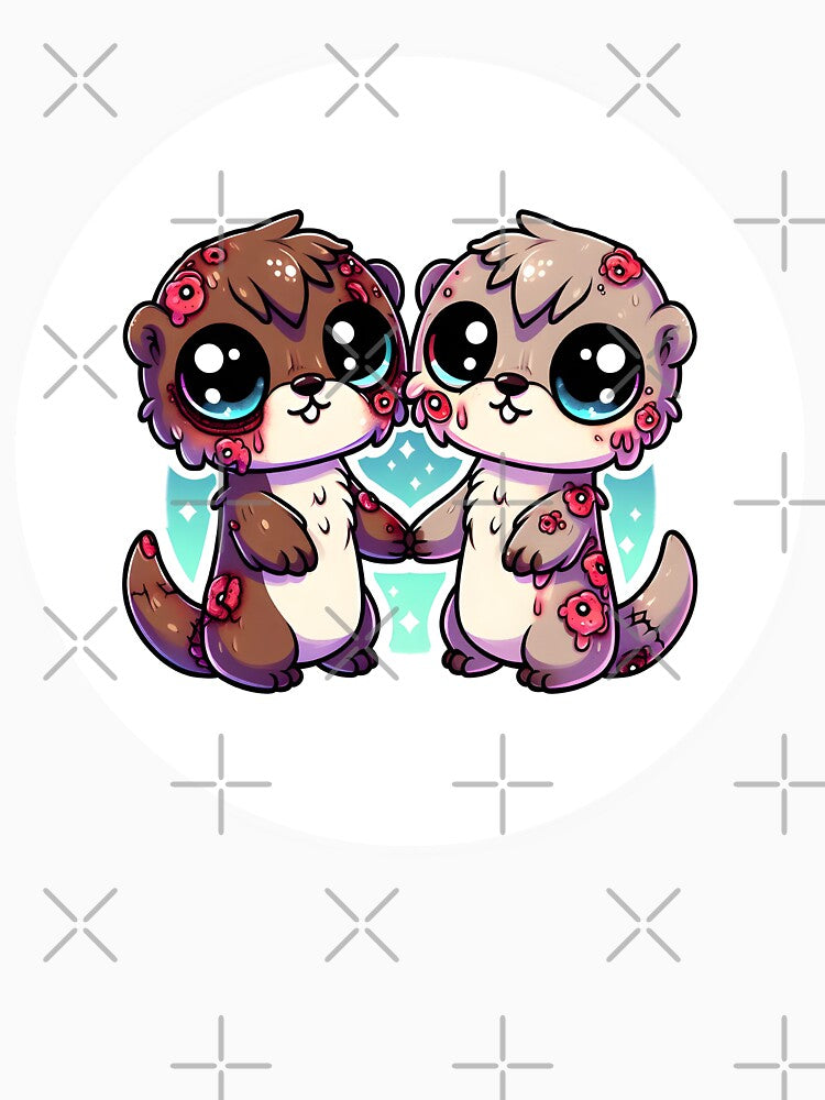 Fluffy Zombie Otters: Innocent Eyes and Eerie Hand-Holding by Mechanical-Artt T-Shirts, Hoodie, Sweatshirt (Image 3)