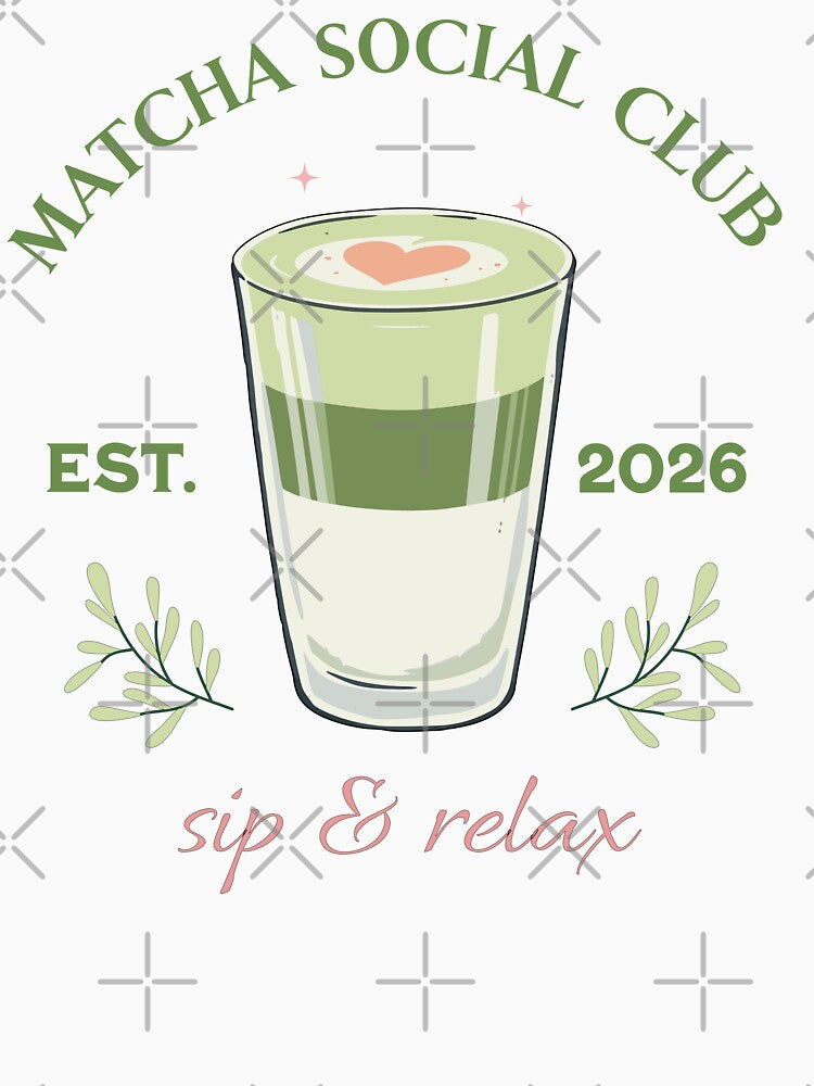 Matcha Social Club – Aesthetic Matcha Latte Illustration, Cute Café Style Design by Trend-Dify T-Shirts,... (Image 3)