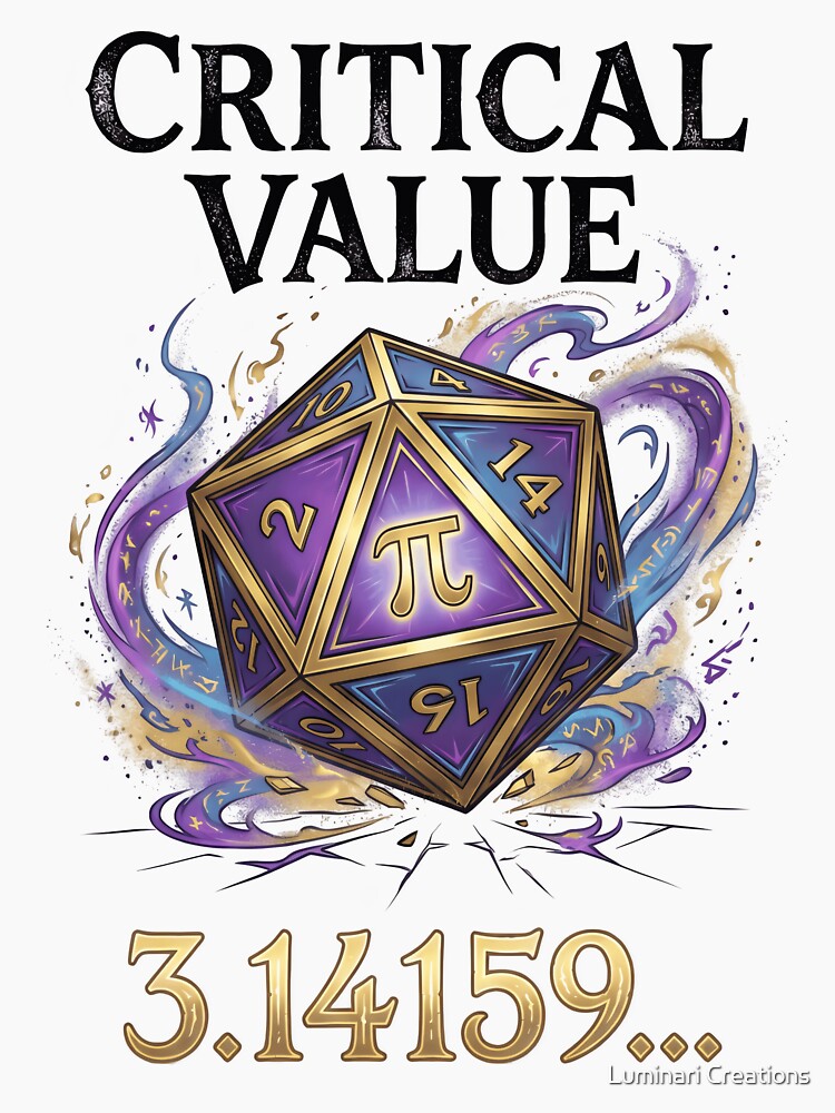 Critical Value Pi D20 Die - Math Gamer Tabletop RPG Gift by Luminari Creations T-Shirts, Hoodie, Sweatshirt (Image 3)