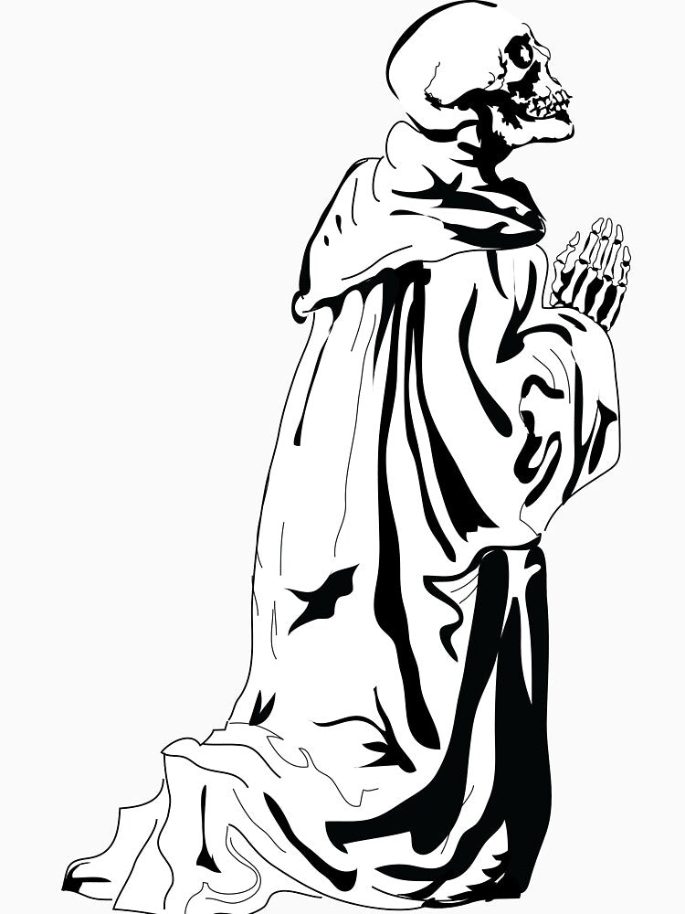 Praying Skeleton by HippieWizardArt T-Shirts, Hoodie, Sweatshirt | BlankRebels.com (Image 3)