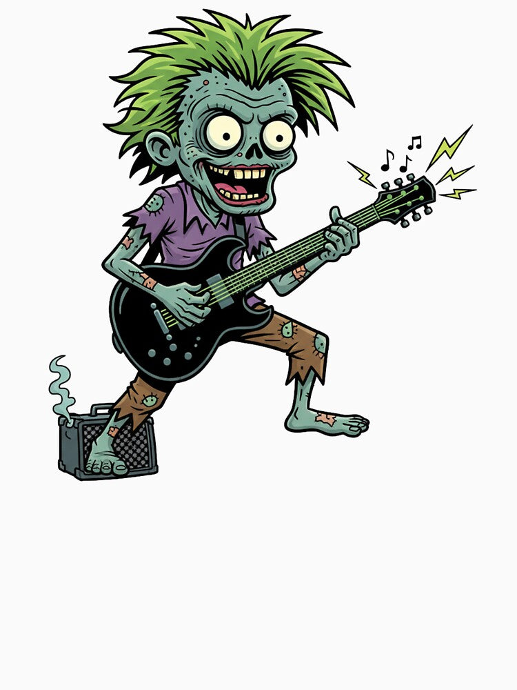 Zombie Rock Guitarist | Energetic Pop Comic Cartoon Design by hn79 T-Shirts, Hoodie, Sweatshirt | BlankRebels.com (Image 3)
