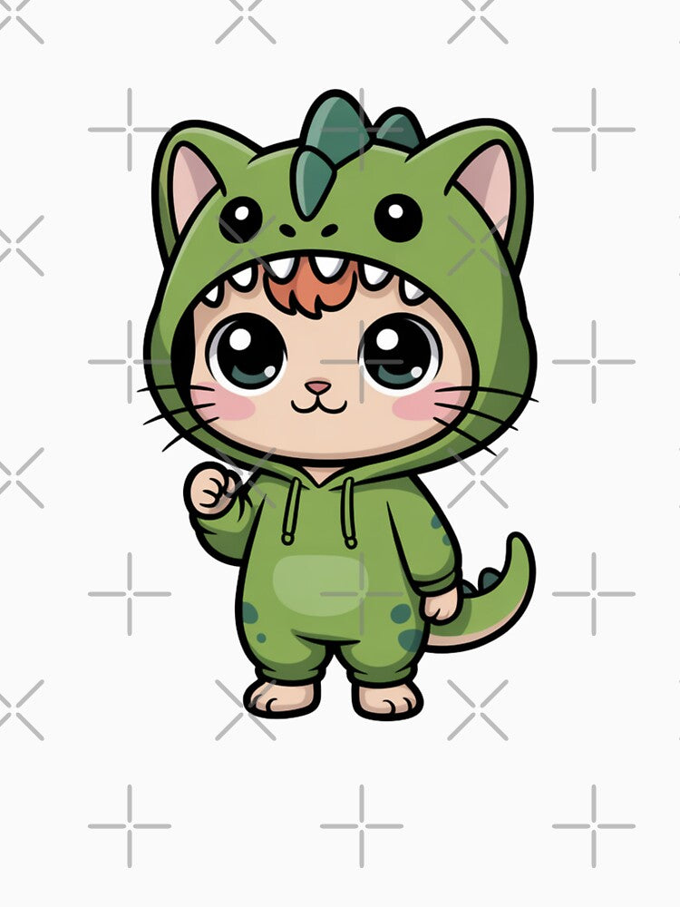 Dinosaur Cat Costume Shirt, Cute Cat in Dinosaur Hoodie, Cat Dinosaur Design by khadija19art Sweatshirt (Image 3)