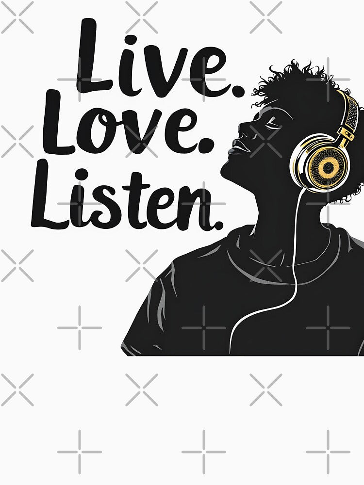 Live Love Listen: Music Listener Silhouette by Jollys-ArtShop T-Shirts, Hoodie, Sweatshirt | BlankRebels.com (Image 3)