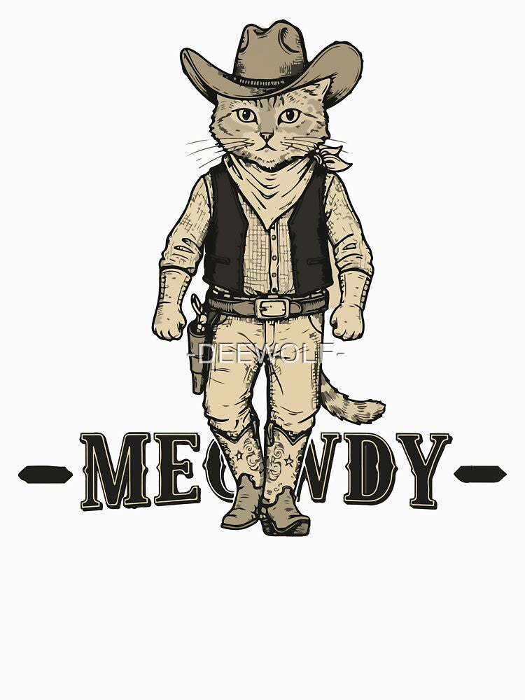 Cowboy Cat Vintage Western Illustration - Meowdy by -DEEWOLF- T-Shirts, Hoodie, Sweatshirt | BlankRebels.com (Image 3)