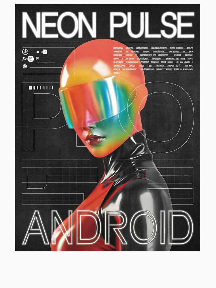 Neon Pulse Android: Female Cyber Figure by Raw-Ink T-Shirts, Hoodie, Sweatshirt | BlankRebels.com (Image 3)