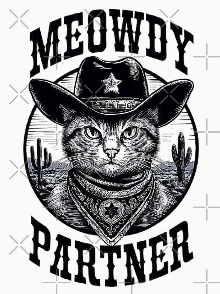 Cowboy Cat Art - Meowdy Partner Western Theme Cat Illustration by love3617 T-Shirts, Hoodie, Sweatshirt (Image 3)