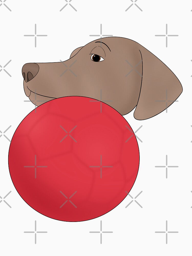 Cartoony Dog with Ball Illustration by pawtraitdreams