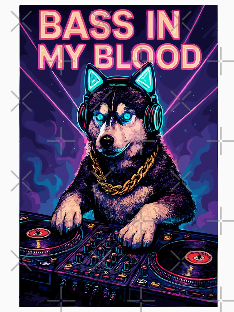 Husky DJ Neon Club – Bass in My Blood by Pineapple-Tree T-Shirts, Hoodie, Sweatshirt | BlankRebels.com (Image 3)