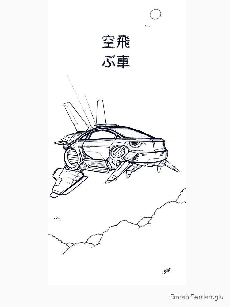 FlyingAnimeCar by Emrah Serdaroglu T-Shirts, Hoodie, Sweatshirt | BlankRebels.com (Image 3)