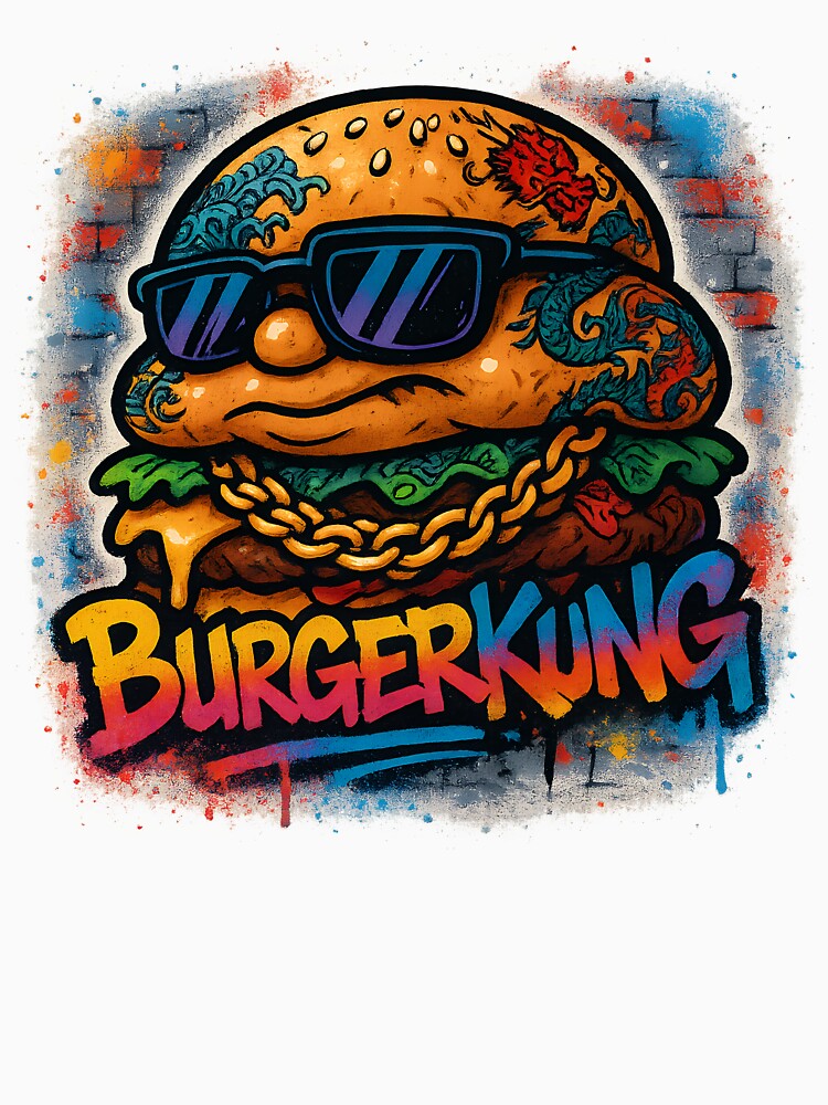 Graffiti Burger King Art | Tattooed Cheeseburger Street Character | BURGER KUNG Urban Food Mural by NeepDesign... (Image 3)
