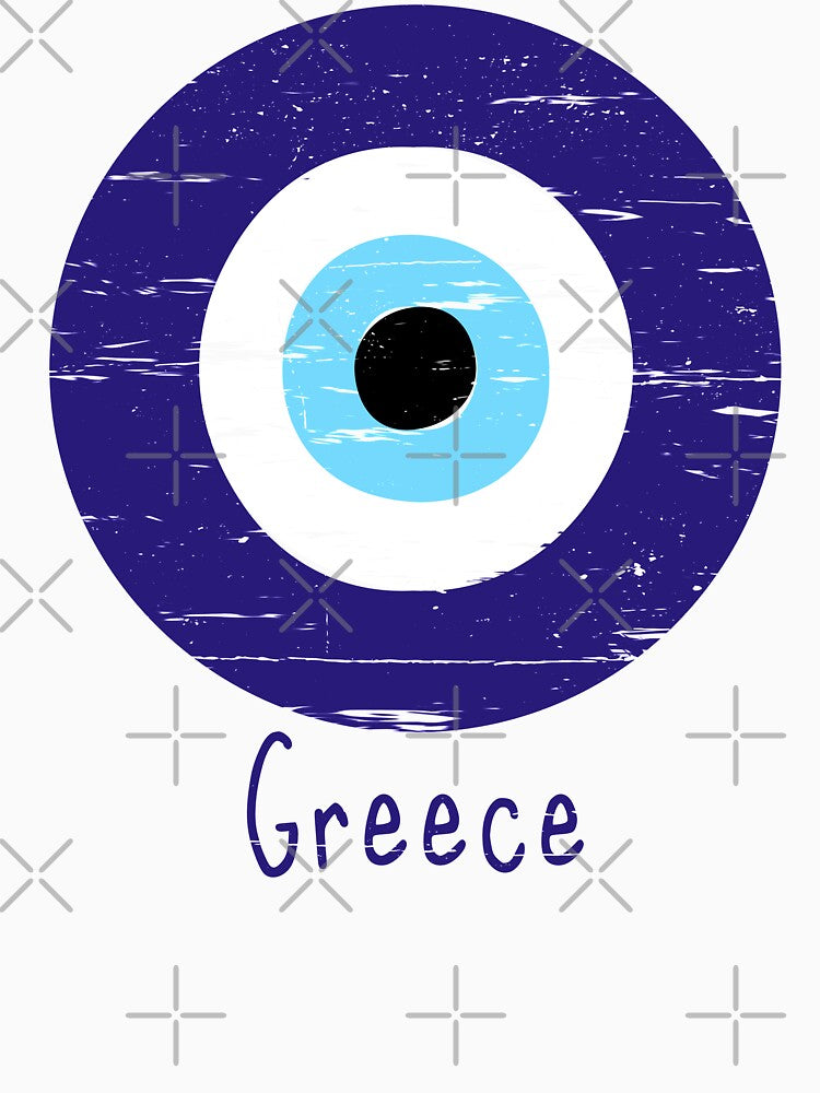 Distressed Greek Protection From Evil Eye Device (Nazar Amulet) by Happy Puppy Print On Demand T-Shirts,... (Image 3)