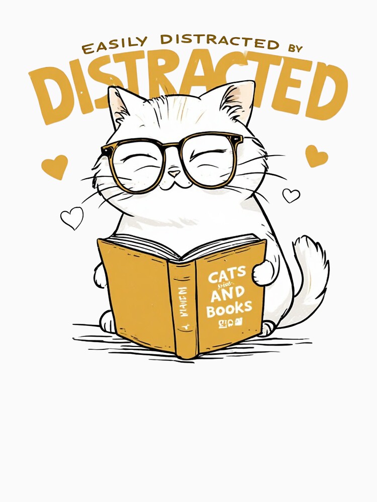 Easily Distracted by Cats and Books by sanorastyle T-Shirts, Hoodie, Sweatshirt | BlankRebels.com (Image 3)