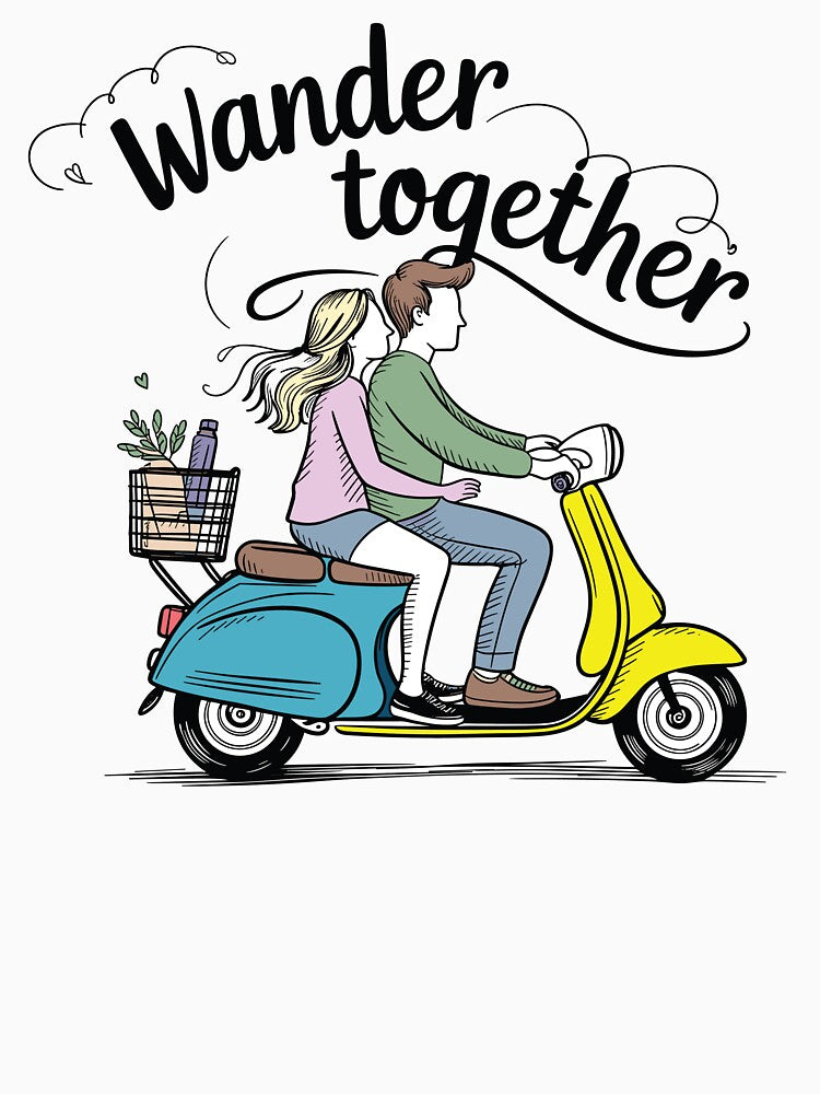 Wander Together Romantic Scooter Ride by PrintMastery T-Shirts, Hoodie, Sweatshirt | BlankRebels.com (Image 3)