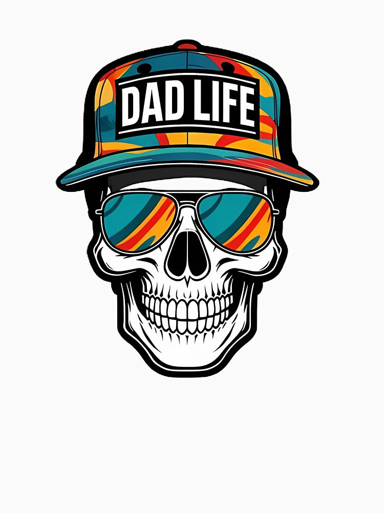 Dad Life Skull Sticker | Cool Retro Fatherhood Vinyl Decal by FestivityFinds T-Shirts, Hoodie, Sweatshirt (Image 3)