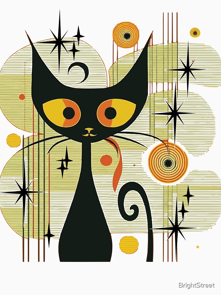 Mid Century Modern Atomic Cat Retro Black Cat MCM Cat T-Shirts, Hoodie, Sweatshirt