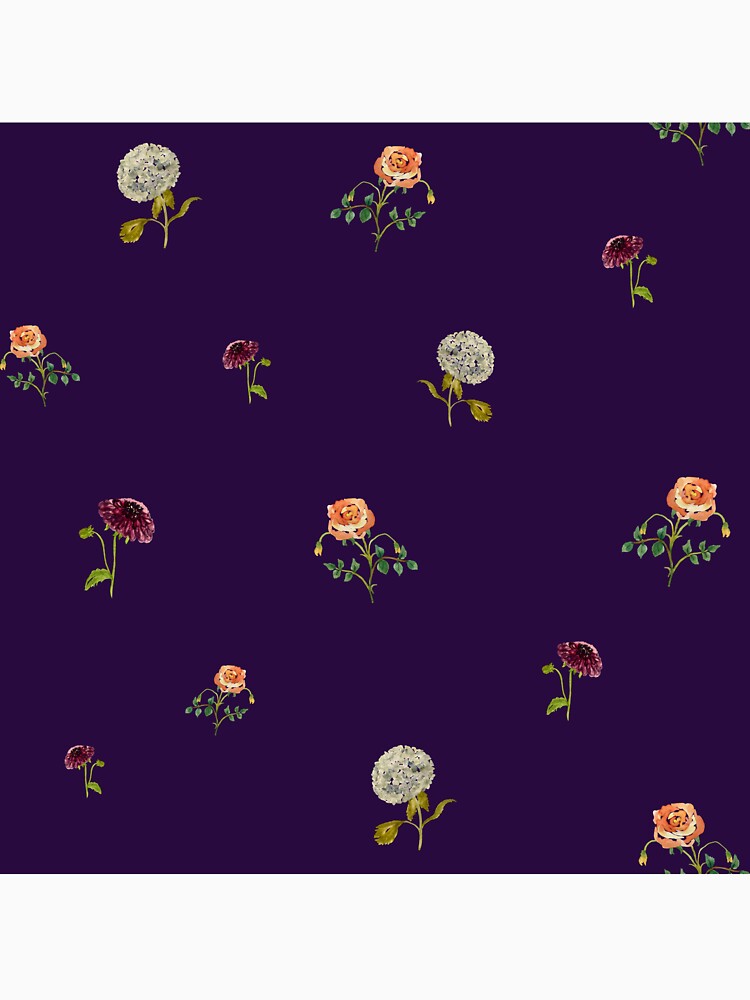 Dahlia hydrangea rose pattern cute a watercolor violet by Yana Mustafina | Boho Soulful Designs T-Shirts,... (Image 3)